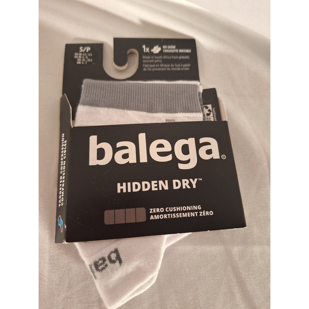 Balega Hidden Dry No Show Running Socks White Grey Size Small Zero Cushioning